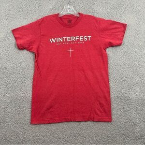 Winterfest Not Now Not Ever Shirt Adult M Sunday Cool Cross Red Short Sleeve Tee